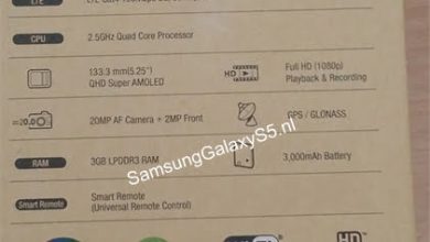 Spatele cutiei Galaxy S5 fotografiata. Iata specificatiile telefonului! spatele cutiei Galaxy S5